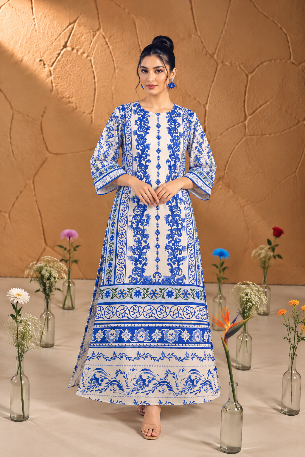 Cobalt Elegance — Ivory & Royal Blue Printed Kurta Cobalt Elegance — Ivory & Royal Blue Printed Kurta